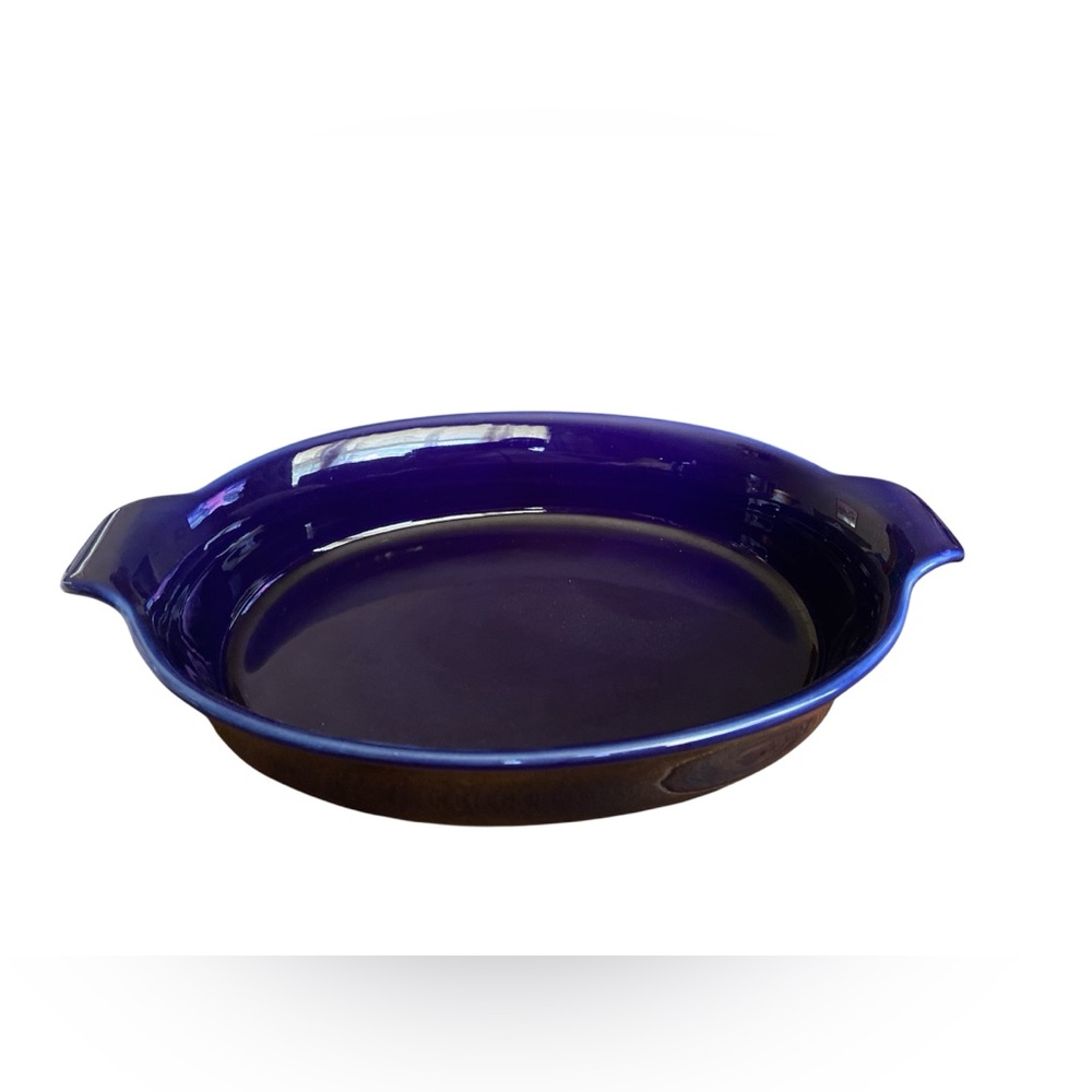 Anolon Vesta 3 qt cobalt blue au gratin baking dish.